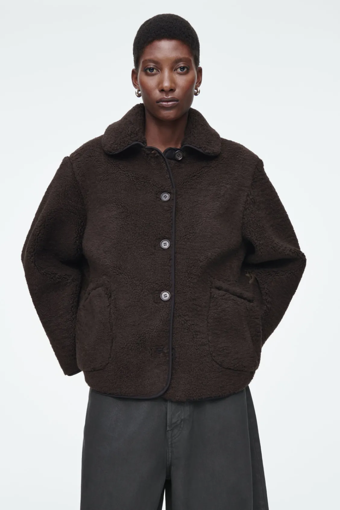 COS COLLARED FAUX SHEARLING JACKET-Women Coats & Jackets