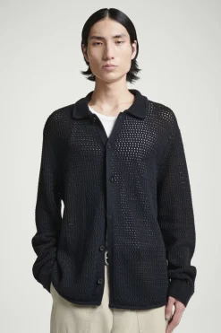 COS COLLARED OPEN-KNIT WOOL CARDIGAN- Sweaters & Cardigans