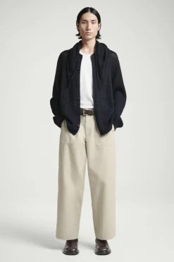 COS COLLARED OPEN-KNIT WOOL CARDIGAN- Sweaters & Cardigans