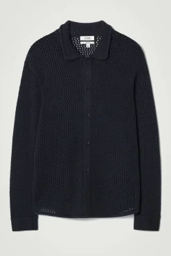 COS COLLARED OPEN-KNIT WOOL CARDIGAN- Sweaters & Cardigans