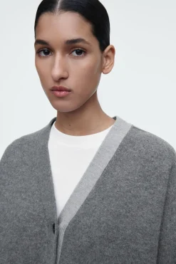 COS COLOUR-BLOCK WOOL V-NECK CARDIGAN-Women Sweaters & Cardigans