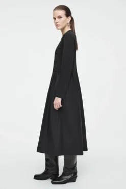 COS CONTRAST-PANEL LONG-SLEEVED MIDI DRESS-Women Dresses & Jumpsuits