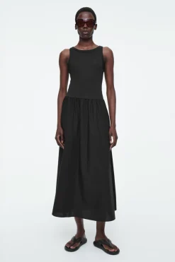 COS CONTRAST-PANEL MAXI DRESS-Women Dresses & Jumpsuits