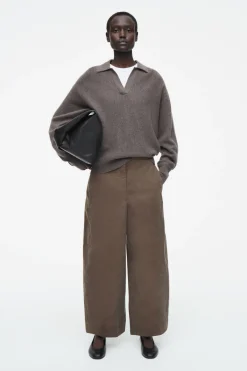 COS CORDUROY BARREL-LEG TROUSERS-Women Pants
