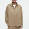 COS CORDUROY HALF-PLACKET SHIRT-Women Shirts & Blouses | Tops