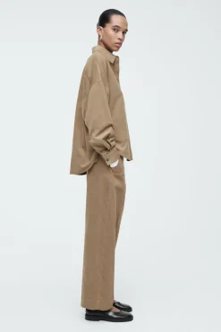 COS CORDUROY HALF-PLACKET SHIRT-Women Shirts & Blouses | Tops