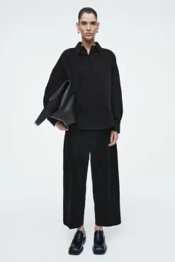COS CORDUROY HALF-PLACKET SHIRT-Women Shirts & Blouses | Tops