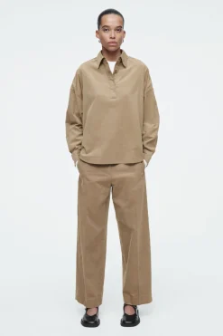 COS CORDUROY HALF-PLACKET SHIRT-Women Shirts & Blouses | Tops