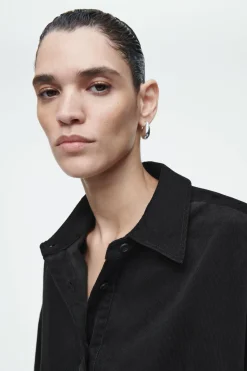 COS CORDUROY HALF-PLACKET SHIRT-Women Shirts & Blouses | Tops