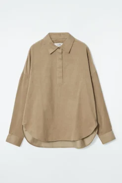 COS CORDUROY HALF-PLACKET SHIRT-Women Shirts & Blouses | Tops