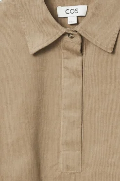COS CORDUROY HALF-PLACKET SHIRT-Women Shirts & Blouses | Tops