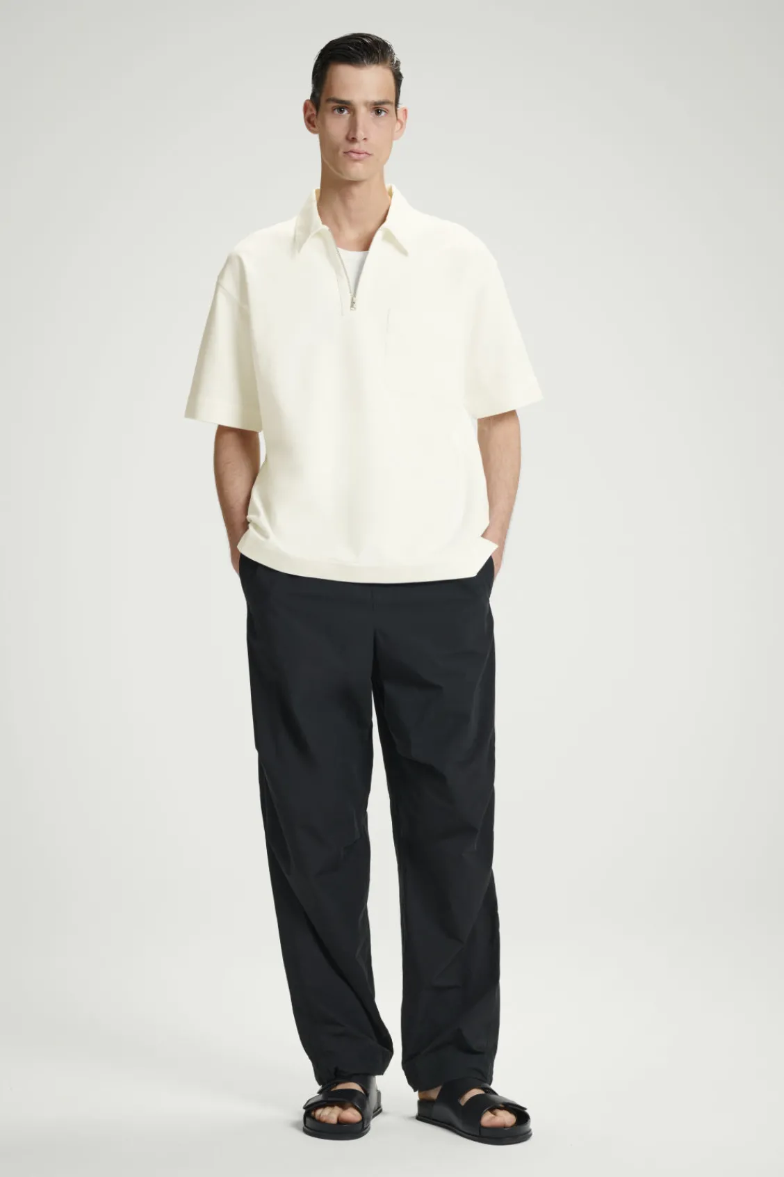 COS COTTON-TWILL HALF-ZIP POLO SHIRT- Polo Shirts