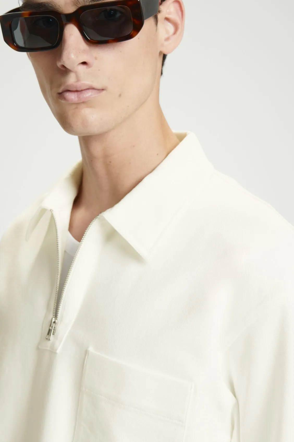 COS COTTON-TWILL HALF-ZIP POLO SHIRT- Polo Shirts