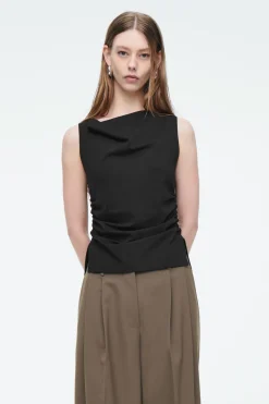 COS COWL-NECK GATHERED SLEEVELESS TOP-Women T-Shirts | Tops