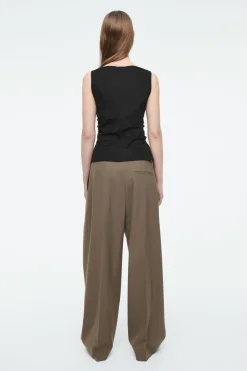 COS COWL-NECK GATHERED SLEEVELESS TOP-Women T-Shirts | Tops
