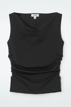 COS COWL-NECK GATHERED SLEEVELESS TOP-Women T-Shirts | Tops