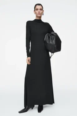 COS COWL-NECK LONG-SLEEVED MAXI DRESS-Women Dresses & Jumpsuits