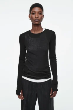 COS CREW-NECK MERINO WOOL TOP-Women T-Shirts | Tops