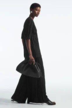 COS CRINKLED JERSEY WIDE-LEG PANTS-Women Pants