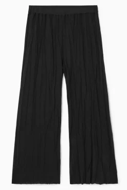 COS CRINKLED JERSEY WIDE-LEG PANTS-Women Pants