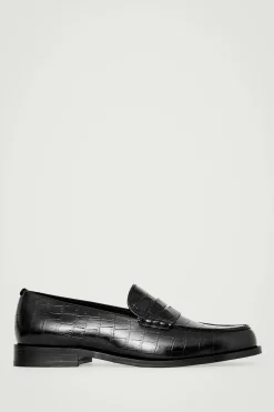 COS CROC-EFFECT LEATHER LOAFERS- Shoes