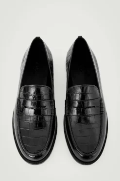 COS CROC-EFFECT LEATHER LOAFERS- Shoes