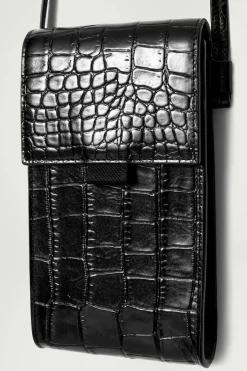 COS CROC-EFFECT LEATHER PHONE POUCH- Bags & Wallets