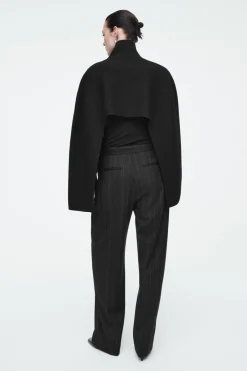 COS CROPPED BOILED-WOOL HYBRID CAPE-Women Capes & Hybrids