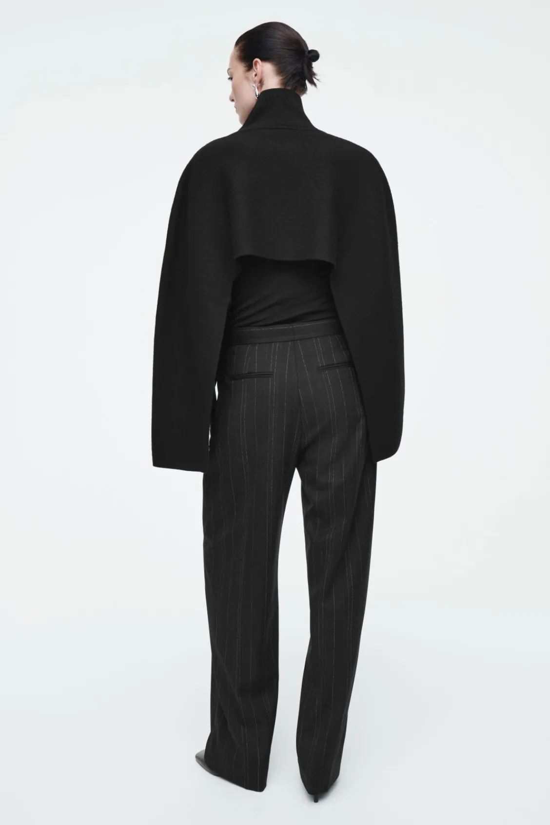 COS CROPPED BOILED-WOOL HYBRID CAPE-Women Capes & Hybrids
