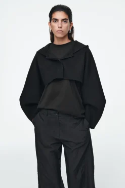 COS CROPPED DOUBLE-FACED WOOL HOODED JACKET-Women Coats & Jackets | Capes & Hybrids