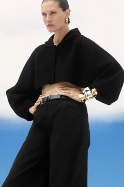 COS CROPPED DOUBLE-FACED WOOL HOODED JACKET-Women Coats & Jackets | Capes & Hybrids