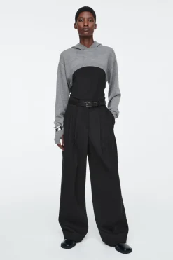 COS CROPPED WOOL HOODIE-Women Capes & Hybrids | Tops