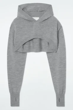 COS CROPPED WOOL HOODIE-Women Capes & Hybrids | Tops