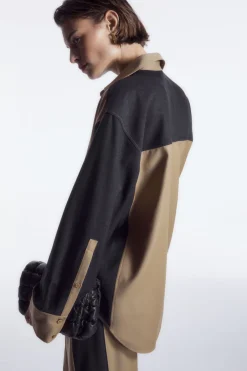 COS DECONSTRUCTED COLOR-BLOCK WOOL SHIRT-Women Shirts & Blouses | Tops