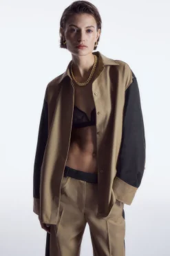COS DECONSTRUCTED COLOR-BLOCK WOOL SHIRT-Women Shirts & Blouses | Tops