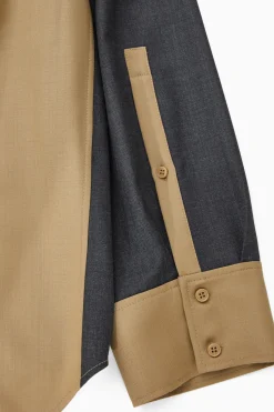 COS DECONSTRUCTED COLOR-BLOCK WOOL SHIRT-Women Shirts & Blouses | Tops
