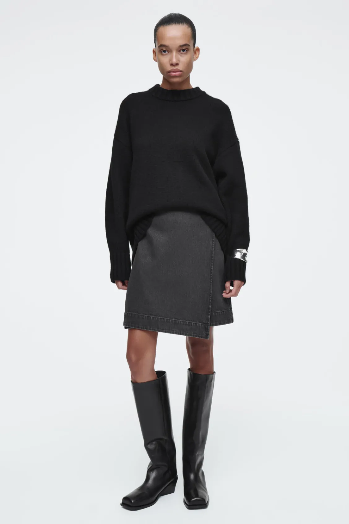 COS DENIM MINI WRAP SKIRT-Women Skirts