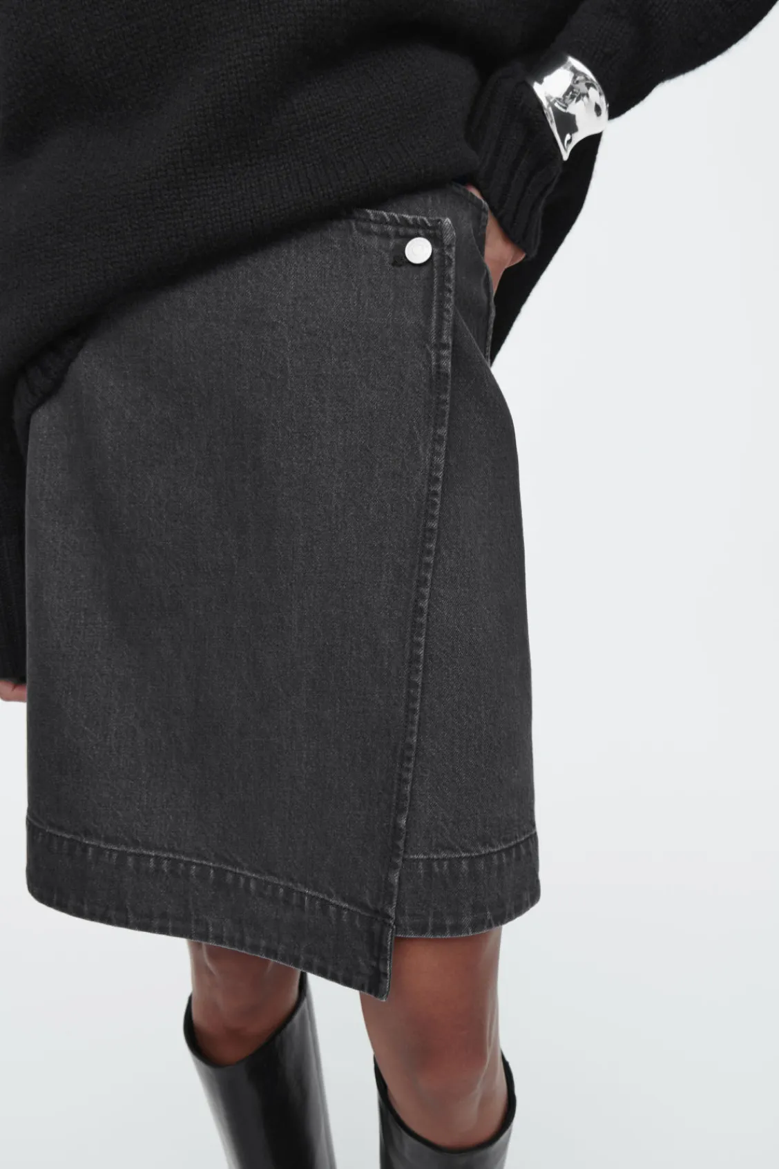 COS DENIM MINI WRAP SKIRT-Women Skirts