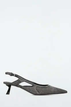 COS DENIM POINTED SLINGBACK KITTEN HEELS-Women Shoes