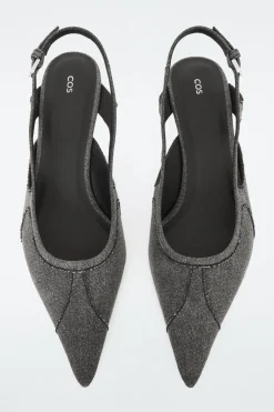 COS DENIM POINTED SLINGBACK KITTEN HEELS-Women Shoes