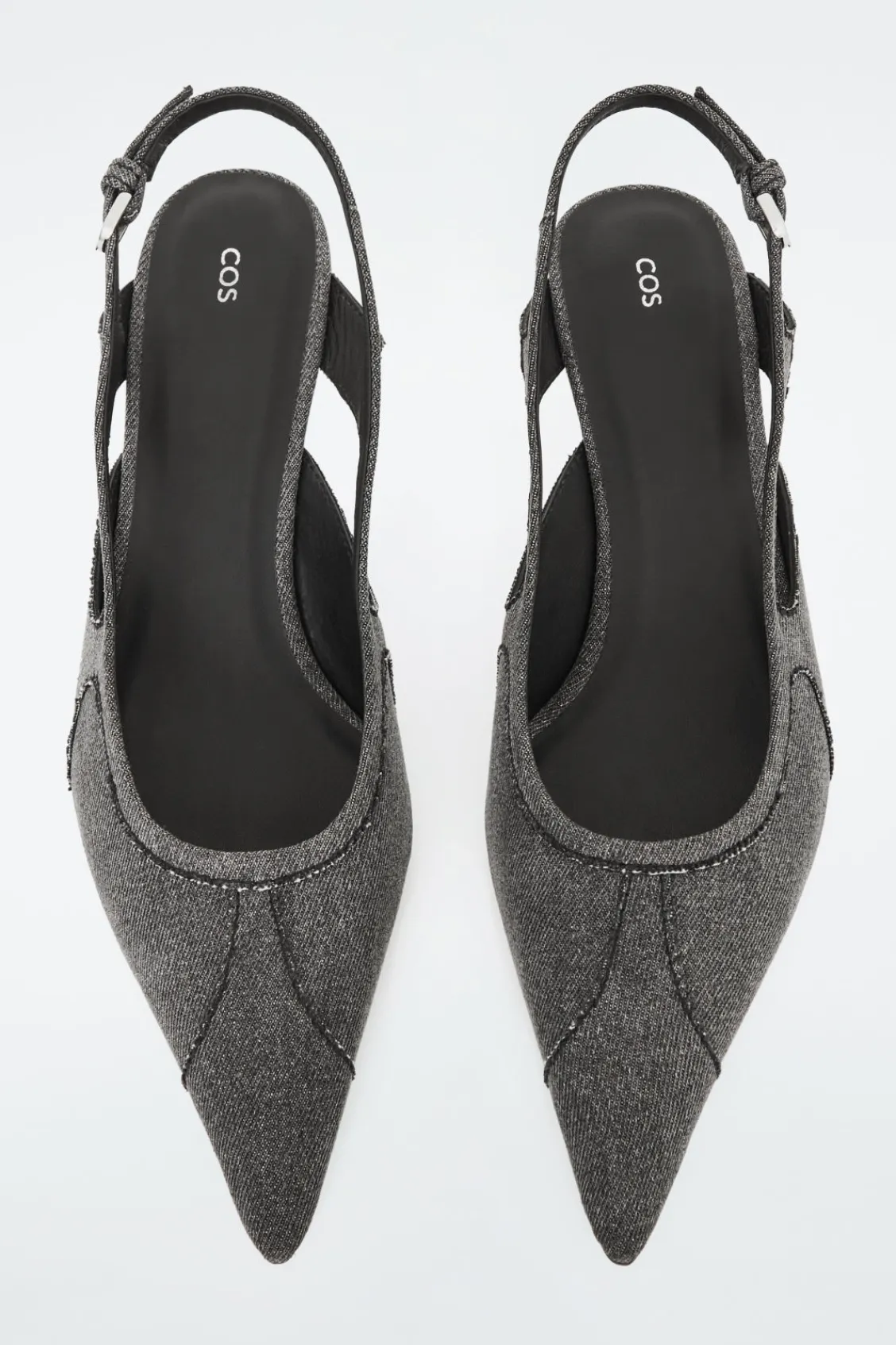 COS DENIM POINTED SLINGBACK KITTEN HEELS-Women Shoes