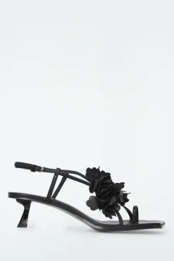 COS DETACHABLE-FLOWER KITTEN-HEEL SANDALS-Women Shoes