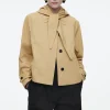 COS DETACHABLE-HOOD SHORT TRENCH COAT-Women Coats & Jackets