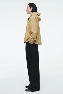 COS DETACHABLE-HOOD SHORT TRENCH COAT-Women Coats & Jackets