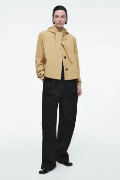 COS DETACHABLE-HOOD SHORT TRENCH COAT-Women Coats & Jackets
