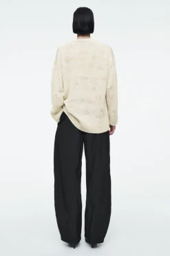 COS DISTRESSED STRIPED KNITTED LINEN-BLEND SWEATER-Women Sweaters & Cardigans