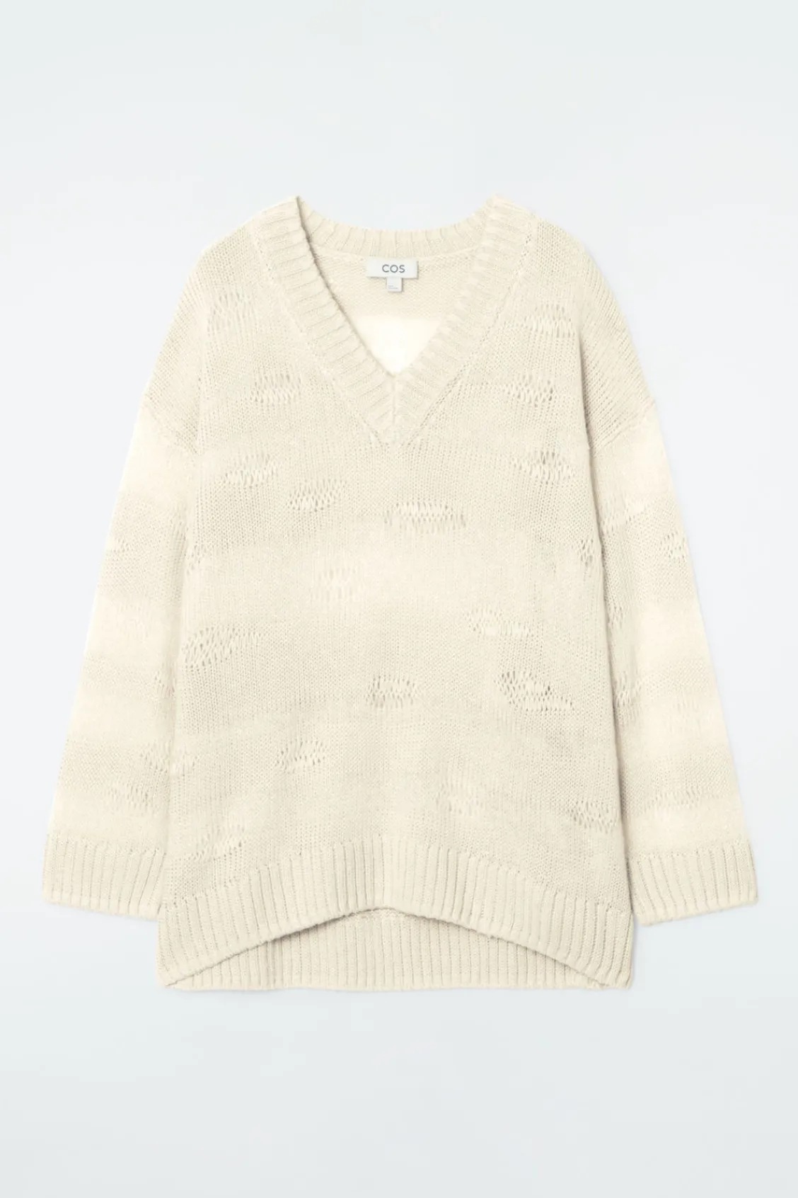 COS DISTRESSED STRIPED KNITTED LINEN-BLEND SWEATER-Women Sweaters & Cardigans
