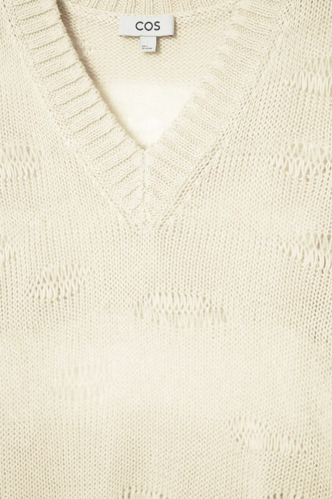 COS DISTRESSED STRIPED KNITTED LINEN-BLEND SWEATER-Women Sweaters & Cardigans