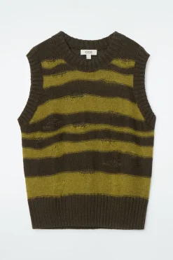 COS DISTRESSED STRIPED LINEN-BLEND KNITTED TANK-Women Tops | Sweaters & Cardigans