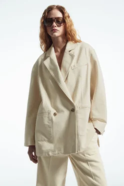 COS DOUBLE-BREASTED DENIM BLAZER-Women Coats & Jackets